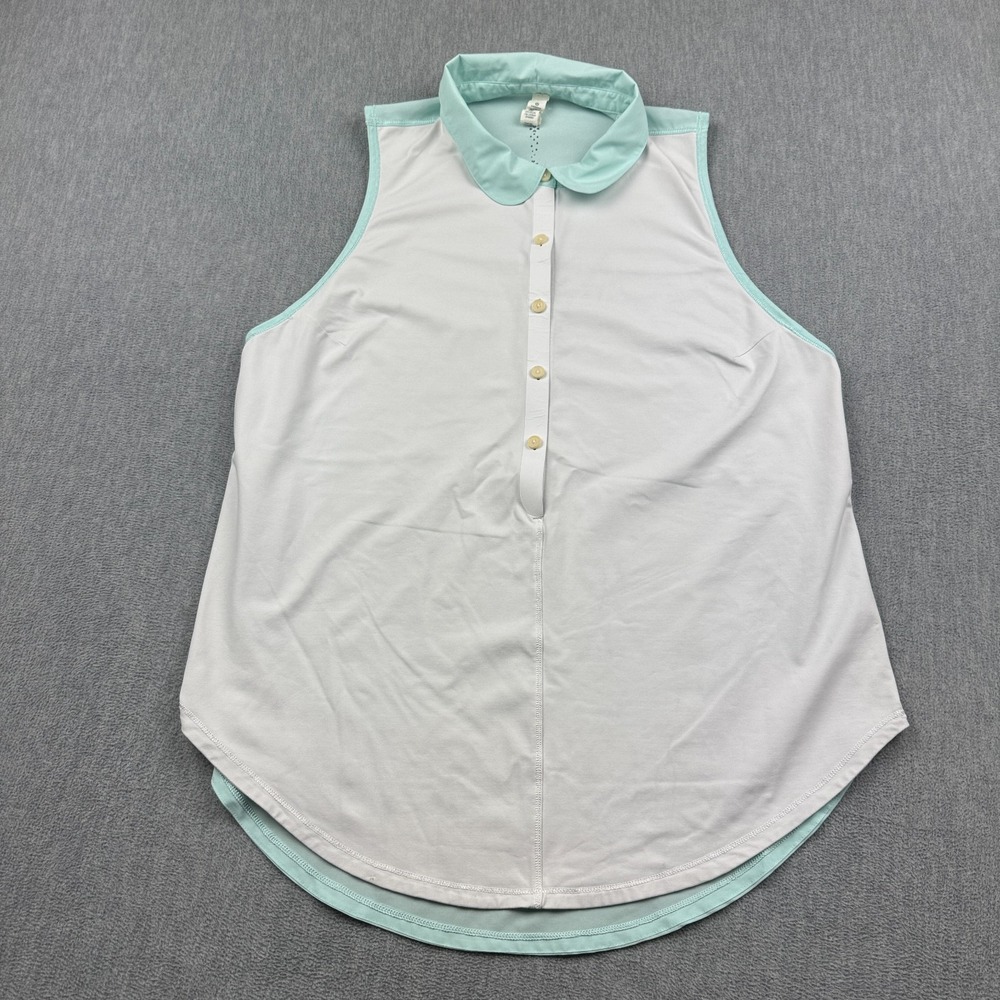 Lululemon Tank Top Women 12 White Hot Hitter Polo Sleeveless Stretch Lightweight